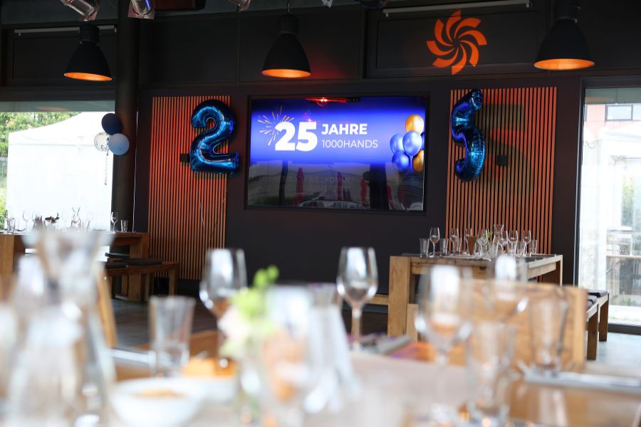 Blick auf die Abendlocation im Rahmen des 25-jährigen Jubiläums der 1000hands AG im Juli 2025.